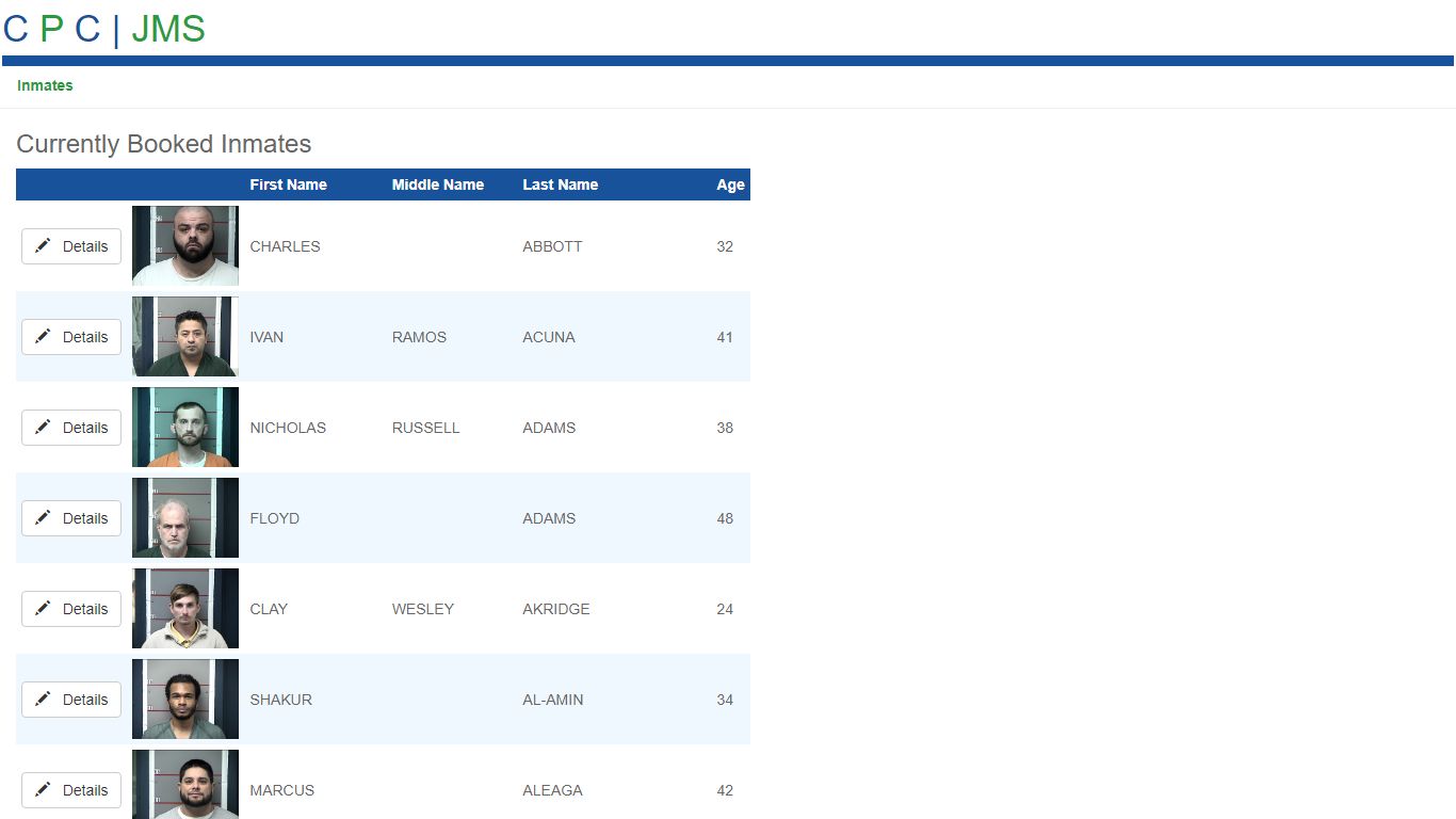 Currently Booked Inmates